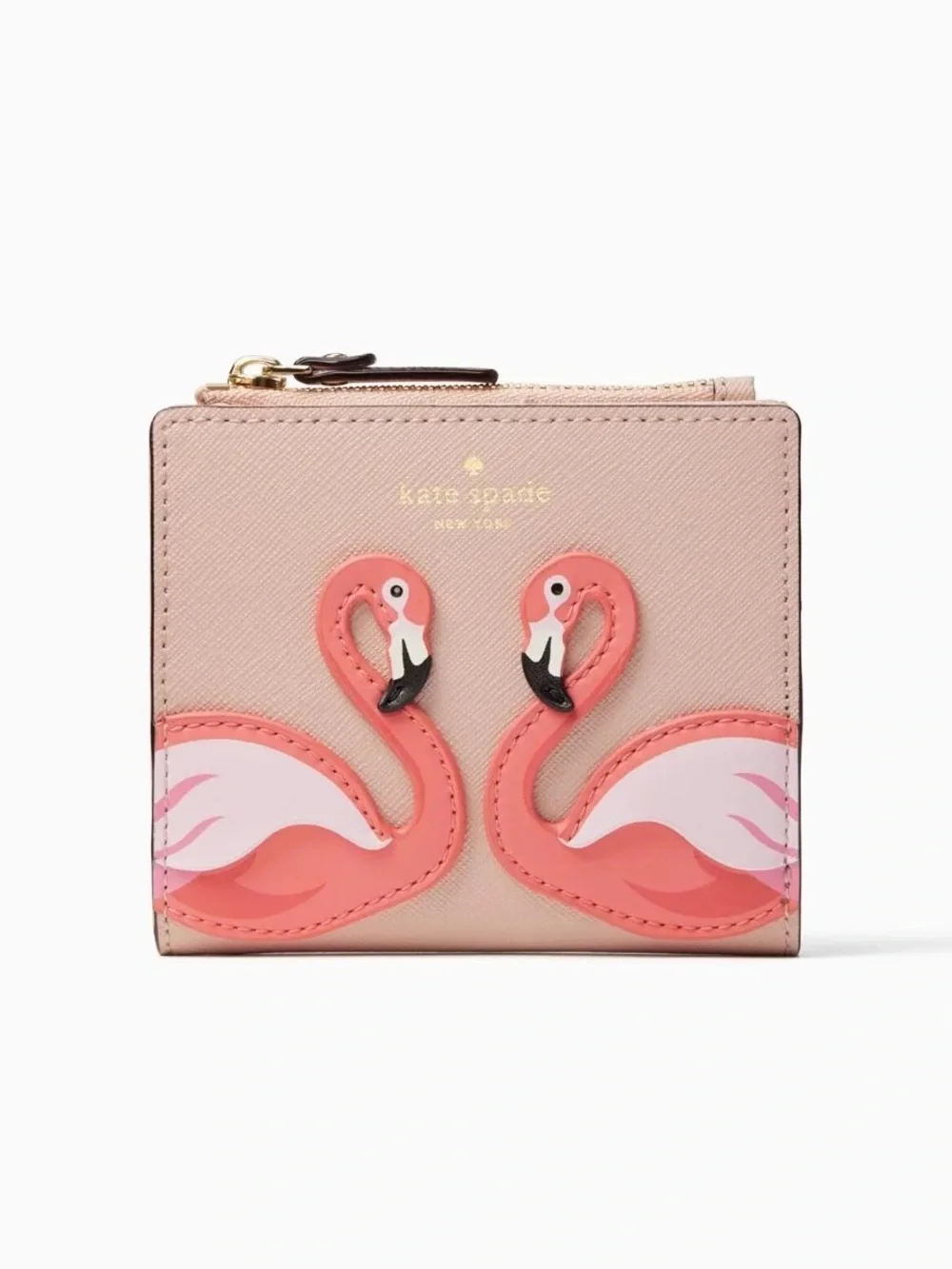 kate spade Pink Flamingo Appliqué Small Zip Wallet